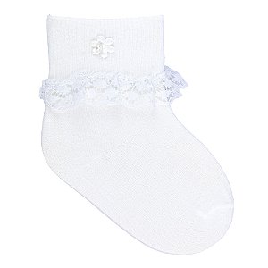 MEIA FESTA PIMPOLHO FLORZINHA BRANCO 21/25