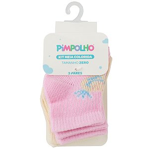 KIT MEIA PIMPOLHO ESTAMPADA MENINA ZERO
