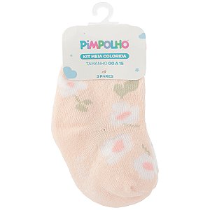 KIT MEIA PIMPOLHO ESTAMPADA MENINA 00 A 15
