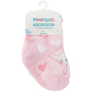 KIT MEIA PIMPOLHO ESTAMPADA MENINA 00 A 15