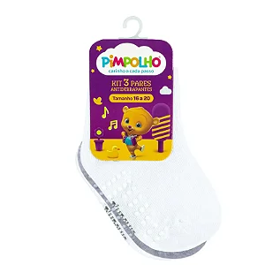 KIT MEIA PIMPOLHO LISA BR/CINZA 16/20