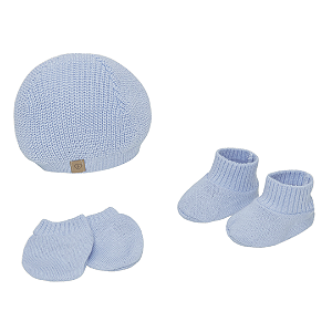 KIT TOUCA SAPATO E LUVA BABY FOFINHO AZUL