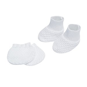 KIT SAPATO E LUVA FOFURA FOFINHO BRANCO