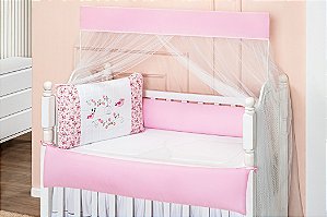 KIT DE BERÇO TIQUINHO CAPRICHO - PASSARINHO ROSA