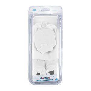 KIT TOUCA SAPATO E LUVA PIMPOLHO BRANCO