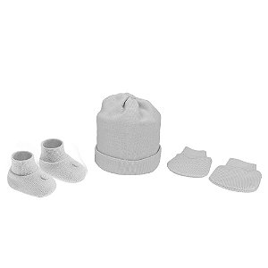 KIT TOUCA SAPATO E LUVA PIMPOLHO CINZA