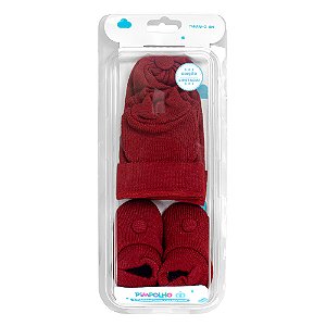 KIT TOUCA SAPATO E LUVA PIMPOLHO VERMELHO