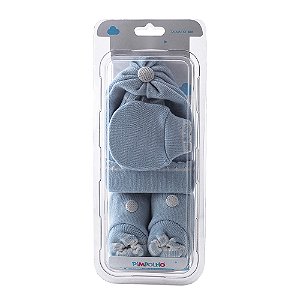 KIT TOUCA SAPATO E LUVA PIMPOLHO AZUL