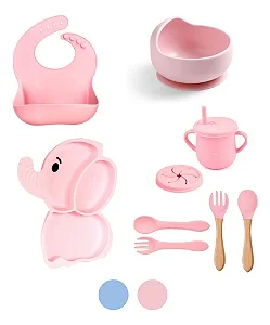 CONJUNTO SILICONE BABY STYLE ELEFANTINHO ROSA