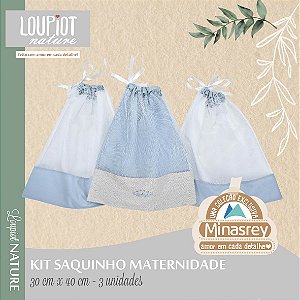 KIT SAQUINHO MATERNIDADE LOUPIOT NATURE AZUL