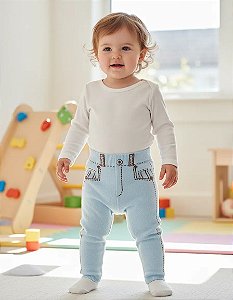 CALCA LEGGING PIMPOLHO JEANS CLARO 6/24 MESES