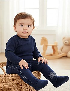 CALCA LEGGING PIMPOLHO JEANS ESCURO 0/5 MESES