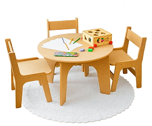 Conjunto Mesa e Cadeiras Montessori Natural - Desenvolvimento Infantil Sustentável