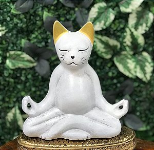 Gato Yoga meditando (off/dourado)