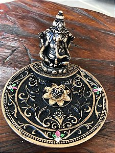 Incensário redondo Ganesha (dourado envelhecido)