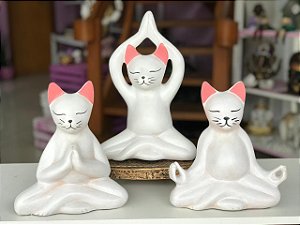 Trio Gatos do Yoga  (branco/rosa)