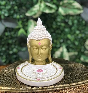 Incensário Busto Buda (Marfim/Dourado)