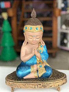 Buda em agradecimento (Azul/dourado)
