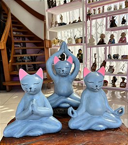 Trio Gatos do Yoga (cinza/rosa)