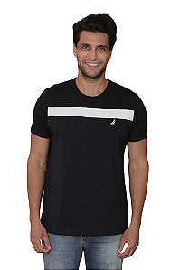 Camiseta Nautica Masculina Listrada Cor Preta