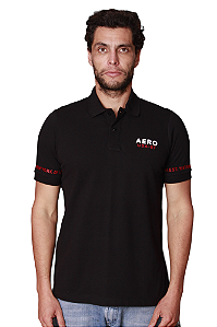 Polo Aeropostale Masculina Piquet Usa 87 Cor Preta