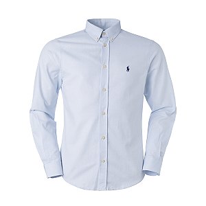 Camisa Ralph Lauren Masculina Oxford Cor Azul Clara