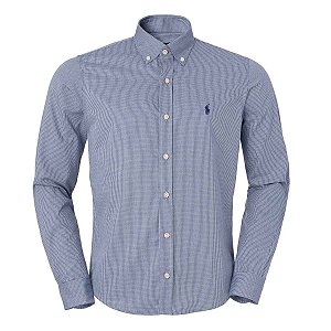 Camisa Ralph Lauren Masculina Vichi Micro Xadrez Marinho