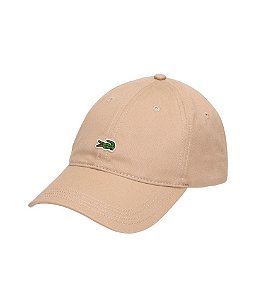 Boné Lacoste Aba Curva Strapcback Logo Masculino - Cor Bege