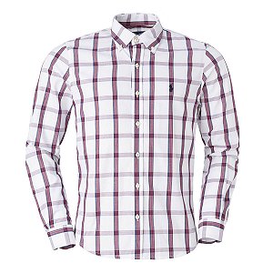 Camisa Ralph Lauren Masculina Algodão Xadrez Cor Branca Vermelha