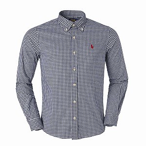 Camisa Ralph Lauren Masculina Slim Fit Stretch Xadrez Medio Cor Preto