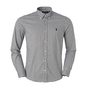Camisa Ralph Lauren Masculina Slim Fit Stretch Xadrez Medio Cor Cinza