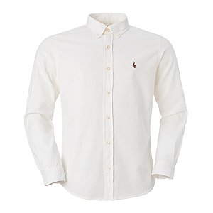 Camisa Ralph Lauren Masculina Custom Fit Sarja Cor Off White