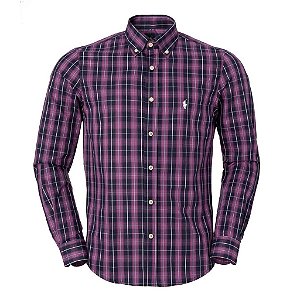 Camisa Ralph Lauren Masculina Xadrez Milão Cor Roxo