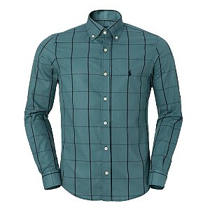 Camisa Ralph Lauren Masculina Xadrez Berlin Cor Verde / Preto