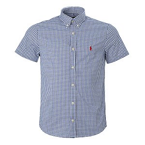 Camisa Ralph Lauren Masculina Custom Fit Quadriculada Marinho
