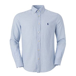 Camisa Ralph Lauren Masculina Linho Cor Azul