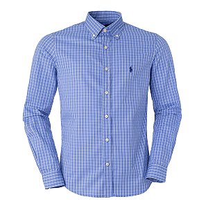 Camisa Ralph Lauren Masculina Xadrez Azul Cornflower