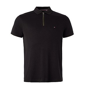 Polo Tommy Hilfiger Masculina Modal Zip Black