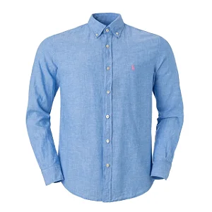 Camisa Ralph Lauren Masculina Linho Cor Azul
