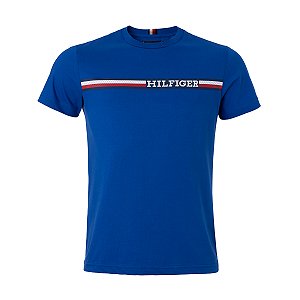 Camiseta Tommy Hilfiger Masculina Chest Stripe Cor Azul Royal
