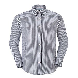 Camisa Tommy Hilfiger Masculina Listrada Preta