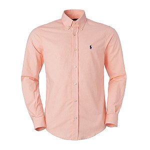 Camisa Ralph Lauren Masculina Oxford Cor Salmon