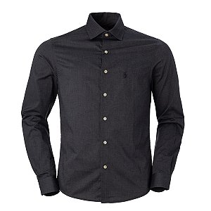 Camisa Ralph Lauren Masculina Genova Monocromatica Cor Cinza