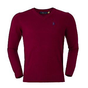 Sueter Ralph Lauren Masculino Gola V Cor Vinho