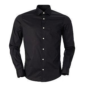 Camisa Ralph Lauren Masculina Algodão Monocromatica Cor Preta
