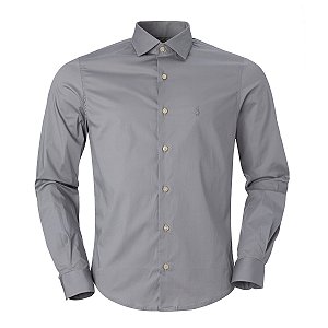 Camisa Ralph Lauren Masculina Algodão Monocromatica Cor Cinza