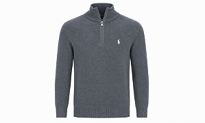 Suéter Ralph Lauren Crewneck Ziper Parcial Cor Azul