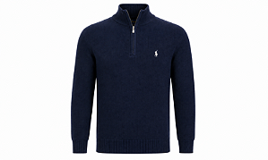 Suéter Ralph Lauren Crewneck Ziper Parcial Cor Marinho