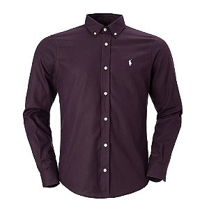 Camisa Ralph Lauren Masculina Oxford Cor Bordo