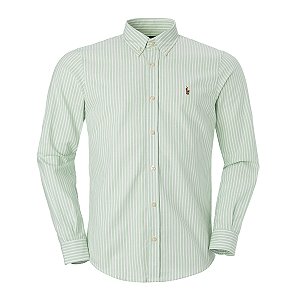 Camisa  Ralph Lauren Masculina Oxford Listrada Cor Verde